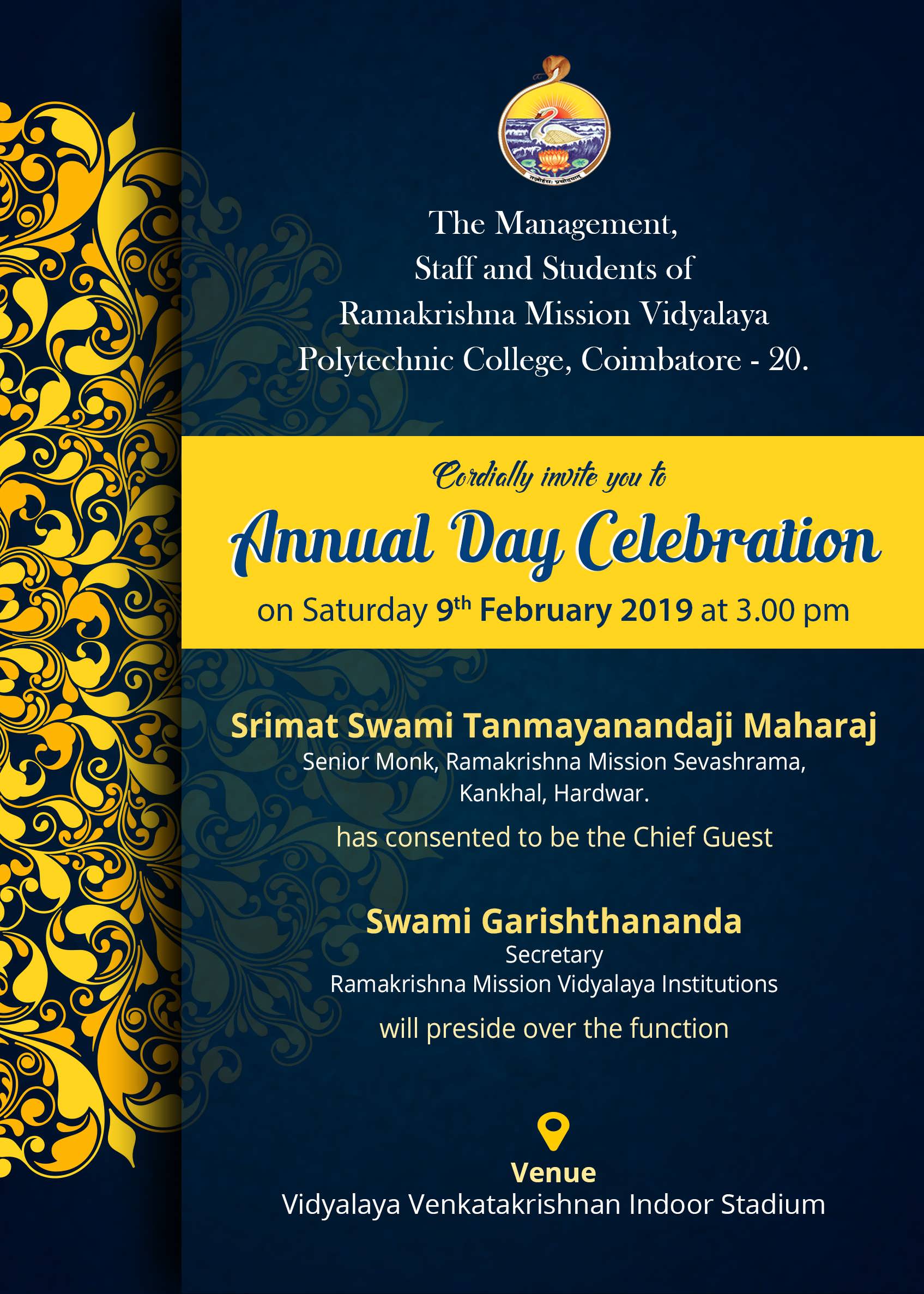 Polytechnic College Annual Day Celebration Invitation – Ramakrishna